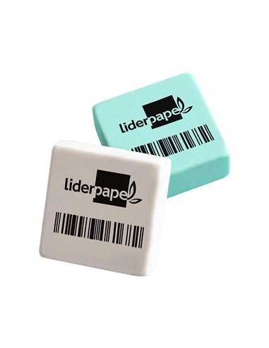 GOMME LIDERPAPEL 12X29X29MM CARRÉE MIE DE PAIN CAOUTCHOUC EFFACE CRAYONS GRAPHITE COLORIS BLANC OU BLEU