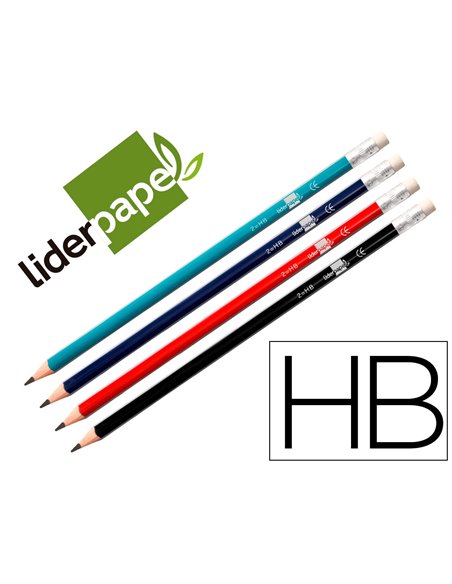 CRAYON GRAPHITE LIDERPAPEL BOIS CORPS TRIANGULAIRE MÉTALLISÉ COLORIS VIFS MINE ULTRA-RÉSISTANTE BOUT GOMME