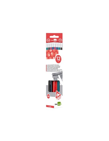CRAYON GRAPHITE LIDERPAPEL BOIS CORPS TRIANGULAIRE MÉTALLISÉ COLORIS VIFS MINE ULTRA-RÉSISTANTE BOUT GOMME