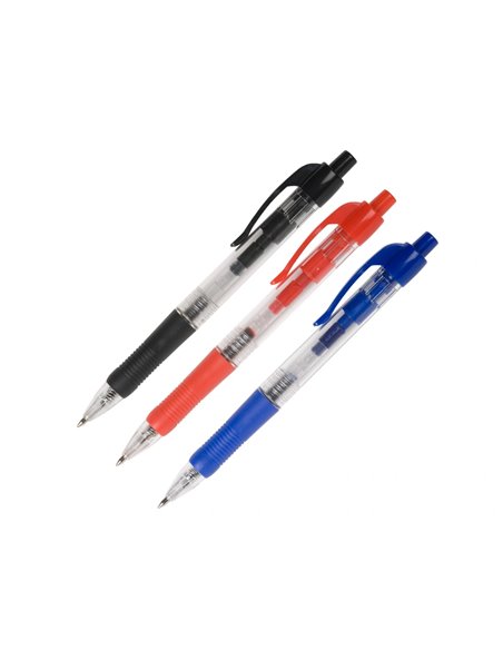 STYLO-BILLE Q-CONNECT RÉTRACTABLE ÉCRITURE MOYENNE 0.7MM ENCRE CLASSIQUE CLIP GRIP PRÉHENSION COULEUR ENCRE ROUGE