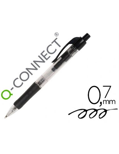 STYLO-BILLE Q-CONNECT RÉTRACTABLE ÉCRITURE MOYENNE 0.7MM ENCRE CLASSIQUE CLIP GRIP PRÉHENSION COULEUR ENCRE NOIRE