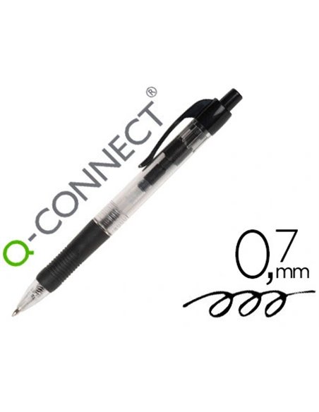 STYLO-BILLE Q-CONNECT RÉTRACTABLE ÉCRITURE MOYENNE 0.7MM ENCRE CLASSIQUE CLIP GRIP PRÉHENSION COULEUR ENCRE NOIRE
