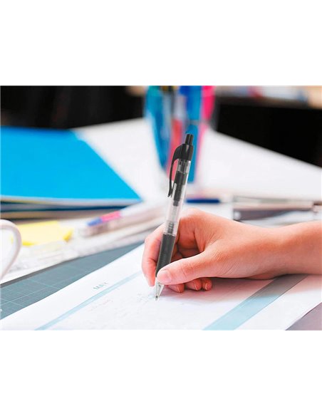 STYLO-BILLE Q-CONNECT RÉTRACTABLE ÉCRITURE MOYENNE 0.7MM ENCRE CLASSIQUE CLIP GRIP PRÉHENSION COULEUR ENCRE NOIRE