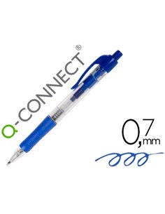 STYLO-BILLE Q-CONNECT RÉTRACTABLE ÉCRITURE MOYENNE 0.7MM ENCRE CLASSIQUE CLIP GRIP PRÉHENSION COULEUR ENCRE BLEU