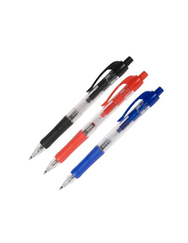 STYLO-BILLE Q-CONNECT RÉTRACTABLE ÉCRITURE MOYENNE 0.7MM ENCRE CLASSIQUE CLIP GRIP PRÉHENSION COULEUR ENCRE BLEU