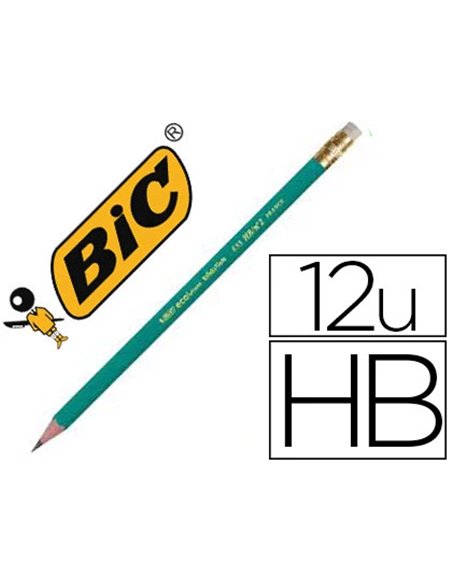 CRAYON GRAPHITE BIC ÉVOLUTION HEXAGONAL CORPS RÉSINE SYNTHÈSE RÉSISTE MORDILLAGE MINE HB BOUT GOMME