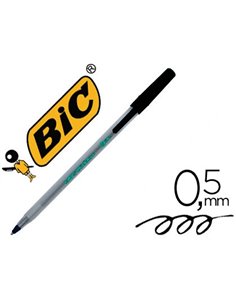 STYLO-BILLE BIC ÉCOLUTIONS ROUND ÉCRITURE MOYENNE 0.5MM ENCRE CLASSIQUE RECYCLÉE ÉCONOMIQUE CORPS FIN LÉGER COLORIS NOIR