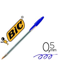 STYLO-BILLE BIC CRISTAL ÉCRITURE MOYENNE 0.5MM ENCRE CLASSIQUE BILLE INDÉFORMABLE CAPUCHON COULEUR ENCRE BLEU