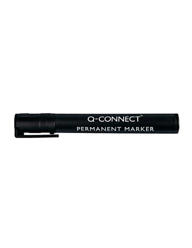 MARQUEUR Q-CONNECT PERMANENT POINTE OGIVE TRACÉ 3MM RÉSISTANTE CORPS PLASTIQUE COLORIS NOIR