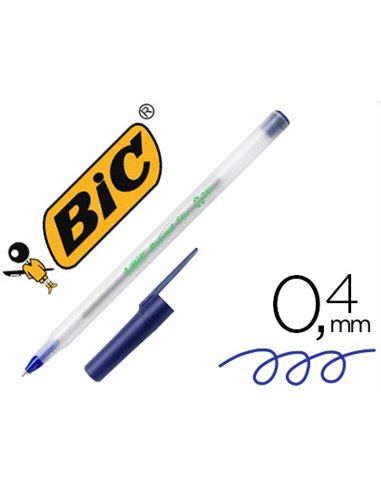 STYLO-BILLE BIC ÉCOLUTIONS ROUND ÉCRITURE MOYENNE 0.5MM ENCRE CLASSIQUE RECYCLÉE ÉCONOMIQUE CORPS FIN LÉGER COLORIS BLEU