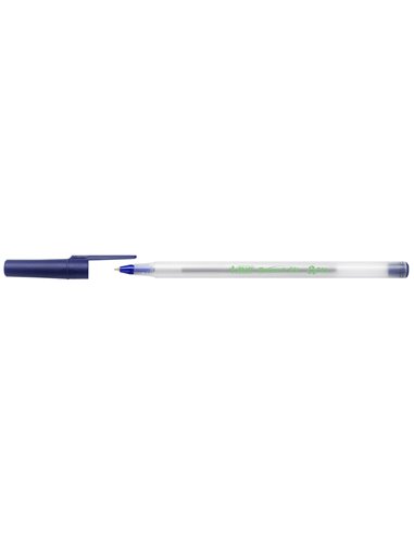 STYLO-BILLE BIC ÉCOLUTIONS ROUND ÉCRITURE MOYENNE 0.5MM ENCRE CLASSIQUE RECYCLÉE ÉCONOMIQUE CORPS FIN LÉGER COLORIS BLEU