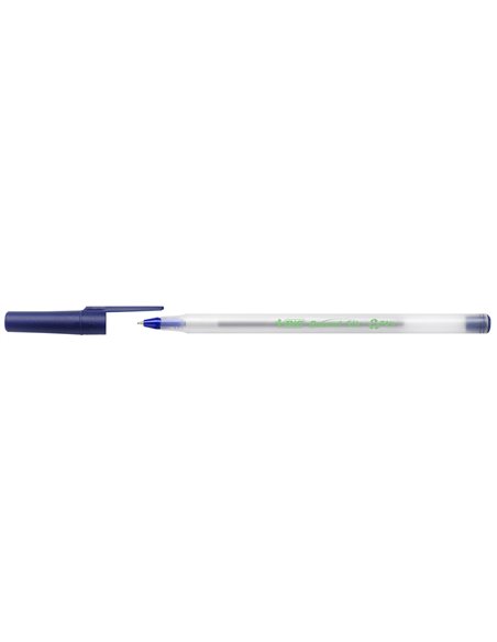 STYLO-BILLE BIC ÉCOLUTIONS ROUND ÉCRITURE MOYENNE 0.5MM ENCRE CLASSIQUE RECYCLÉE ÉCONOMIQUE CORPS FIN LÉGER COLORIS BLEU