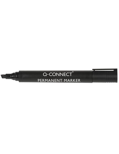 MARQUEUR Q-CONNECT PERMANENT POINTE BISEAUTÉE TRACÉ 5MM RÉSISTANTE CORPS PLASTIQUE COLORIS NOIR