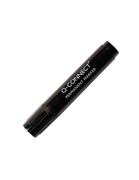MARQUEUR Q-CONNECT PERMANENT POINTE BISEAUTÉE TRACÉ 5MM RÉSISTANTE CORPS PLASTIQUE COLORIS NOIR