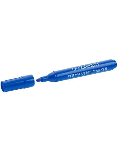 MARQUEUR Q-CONNECT PERMANENT POINTE OGIVE TRACÉ 3MM RÉSISTANTE CORPS PLASTIQUE COLORIS BLEU