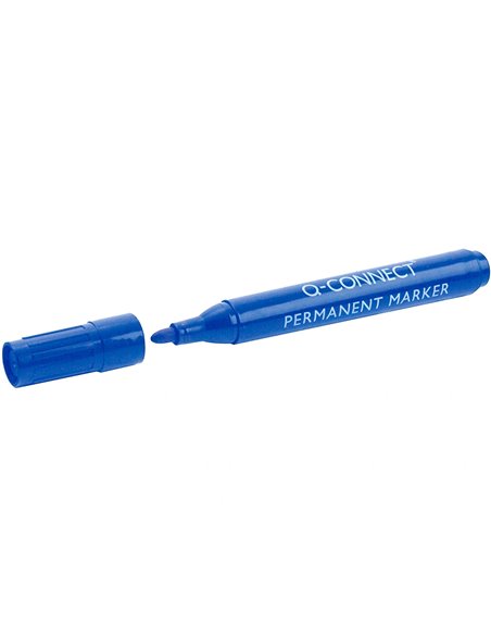 MARQUEUR Q-CONNECT PERMANENT POINTE OGIVE TRACÉ 3MM RÉSISTANTE CORPS PLASTIQUE COLORIS BLEU