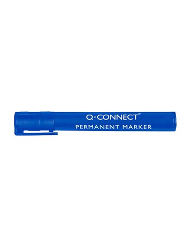 MARQUEUR Q-CONNECT PERMANENT POINTE OGIVE TRACÉ 3MM RÉSISTANTE CORPS PLASTIQUE COLORIS BLEU