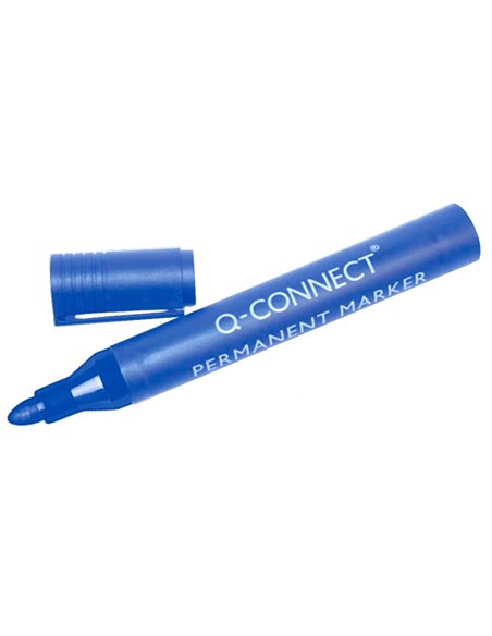 MARQUEUR Q-CONNECT PERMANENT POINTE OGIVE TRACÉ 3MM RÉSISTANTE CORPS PLASTIQUE COLORIS BLEU