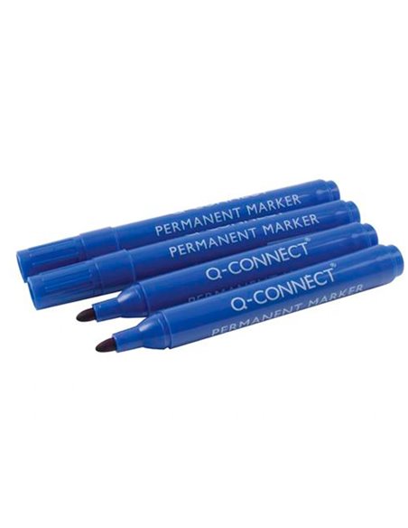 MARQUEUR Q-CONNECT PERMANENT POINTE OGIVE TRACÉ 3MM RÉSISTANTE CORPS PLASTIQUE COLORIS BLEU