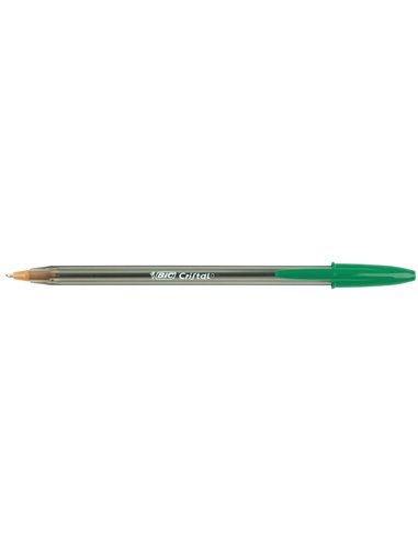 STYLO-BILLE BIC CRISTAL ÉCRITURE MOYENNE 0.5MM ENCRE CLASSIQUE BILLE INDÉFORMABLE CAPUCHON COULEUR ENCRE VERT