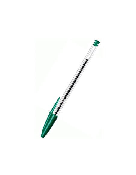 STYLO-BILLE BIC CRISTAL ÉCRITURE MOYENNE 0.5MM ENCRE CLASSIQUE BILLE INDÉFORMABLE CAPUCHON COULEUR ENCRE VERT