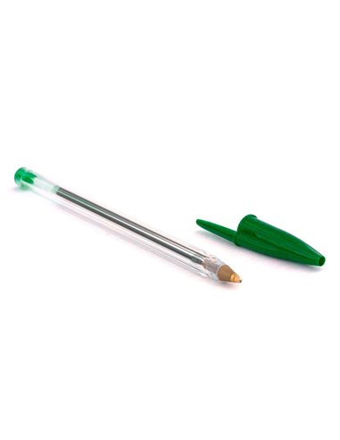 STYLO-BILLE BIC CRISTAL ÉCRITURE MOYENNE 0.5MM ENCRE CLASSIQUE BILLE INDÉFORMABLE CAPUCHON COULEUR ENCRE VERT