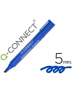 MARQUEUR Q-CONNECT PERMANENT POINTE BISEAUTÉE TRACÉ 5MM RÉSISTANTE CORPS PLASTIQUE COLORIS BLEU