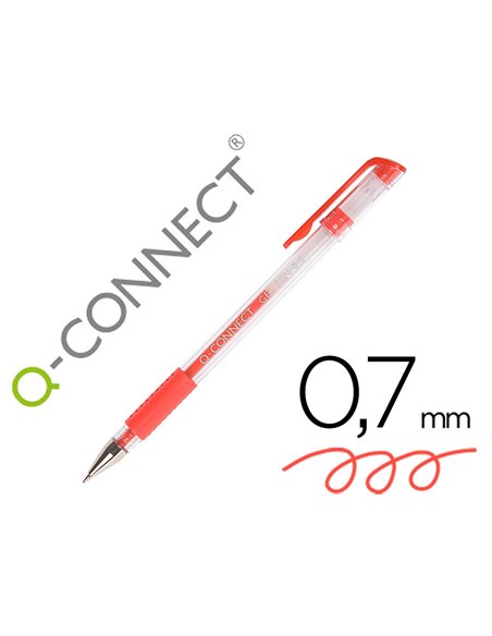 STYLO-BILLE Q-CONNECT ÉCRITURE MOYENNE 0.5MM CORPS TRANSLUCIDE GRIP CAOUTCHOUC COLORIS ROUGE