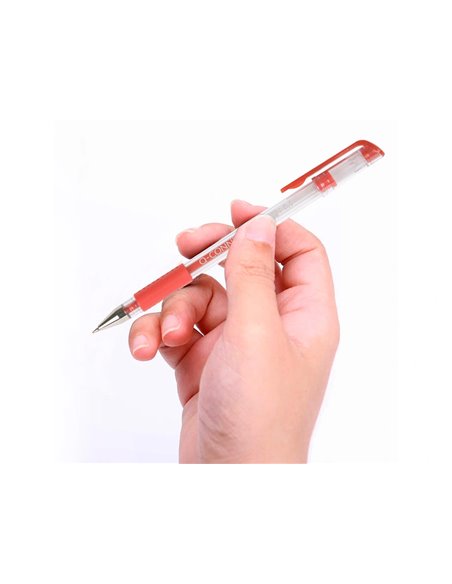 STYLO-BILLE Q-CONNECT ÉCRITURE MOYENNE 0.5MM CORPS TRANSLUCIDE GRIP CAOUTCHOUC COLORIS ROUGE