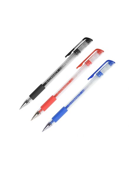 STYLO-BILLE Q-CONNECT ÉCRITURE MOYENNE 0.5MM CORPS TRANSLUCIDE GRIP CAOUTCHOUC COLORIS ROUGE