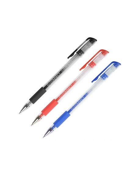 STYLO-BILLE Q-CONNECT ÉCRITURE MOYENNE 0.5MM CORPS TRANSLUCIDE GRIP CAOUTCHOUC COLORIS NOIR