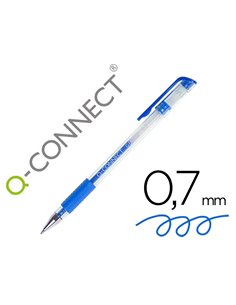 STYLO-BILLE Q-CONNECT ÉCRITURE MOYENNE 0.5MM CORPS TRANSLUCIDE GRIP CAOUTCHOUC COLORIS BLEU