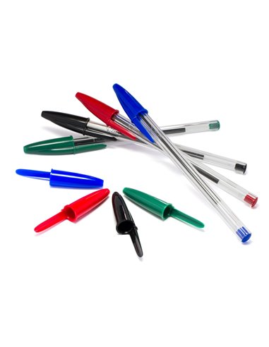 STYLO-BILLE BIC CRISTAL ÉCRITURE MOYENNE 0.5MM ENCRE CLASSIQUE BILLE INDÉFORMABLE CAPUCHON COULEUR ENCRE NOIR