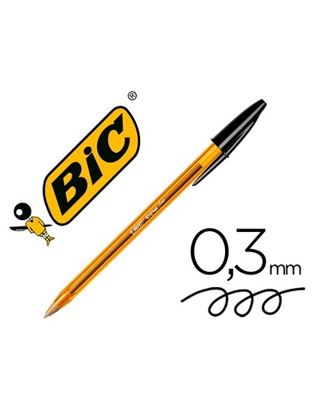 STYLO-BILLE BIC CRISTAL ÉCRITURE FINE 0.4MM ENCRE CLASSIQUE BILLE INDÉFORMABLE CAPUCHON COULEUR ENCRE NOIR