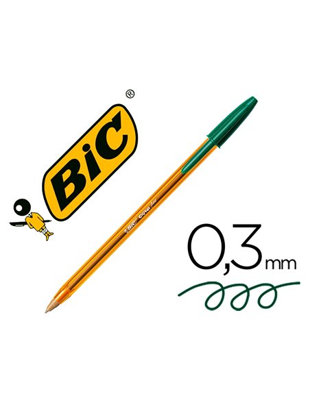 STYLO-BILLE BIC CRISTAL ÉCRITURE FINE 0.4MM ENCRE CLASSIQUE BILLE INDÉFORMABLE CAPUCHON COULEUR ENCRE VERT