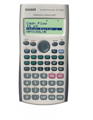 Calculatrice financière Casio FC100V - Écran 4 lignes - Raccourcis personnalisables - Alimentation par batterie