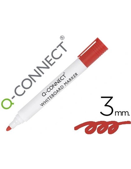 MARQUEUR Q-CONNECT TABLEAU BLANC POINTE OGIVE TRACÉ 2/3MM CORPS PLASTIQUE ENCRE BASE  ALCOHOL COLORIS ROUGE