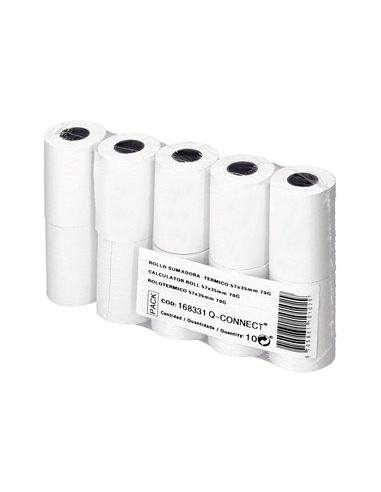 BOBINE THERMIQUE Q-CONNECT 57MM LARGEUR X 35MM DIAMETRE  70GR POUR TPE SANS BISPHENOL  A