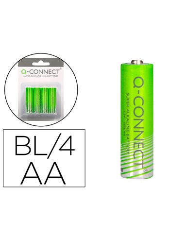 PILE Q-CONNECT ÉCONOMIQUE CAPACITÉ 1.5V I.C.E. LR06 TAILLE AA BLISTER 4 UNITÉS