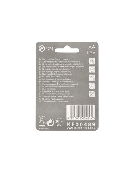 PILE Q-CONNECT ÉCONOMIQUE CAPACITÉ 1.5V I.C.E. LR06 TAILLE AA BLISTER 4 UNITÉS