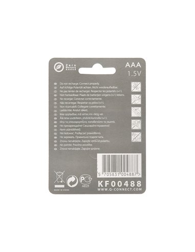 PILE Q-CONNECT ECONOMIQUE CAPACITÉ 1.5V I.C.E. LR03 TAILLE AAA BLISTER 4 UNITÉS