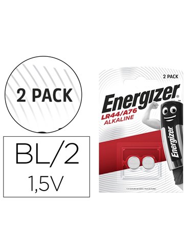 PILE ENERGIZER MINIATURE APPAREILS ÉLECTRONIQUES I.C.E. LR44 1.5V BLISTER 2 UNITÉS