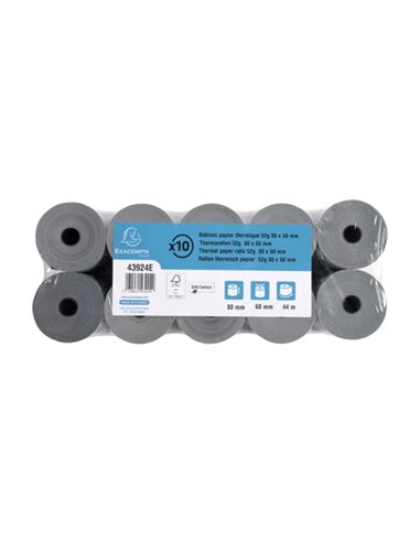 BOBINE THERMIQUE EXACOMPTA EXABLUE 80X60MM 55G LONGUEUR  44M 55G IMPRESSION VERSO TRES LONGUE CONSERVATION