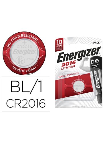PILE ENERGIZER MINIATURE APPAREILS ÉLECTRONIQUES I.C.E. CR2016 3V BLISTER 1 UNITÉ