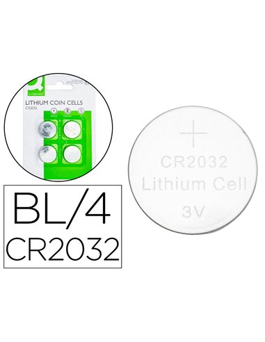 PILE Q-CONNECT BOUTON LITHIUM CR2032 3V BLISTER 4 UNITES