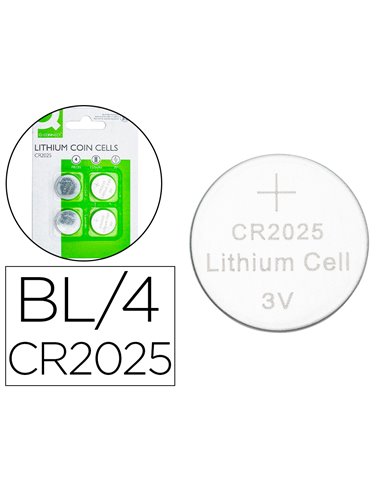 PILE Q-CONNECT BOUTON LITHIUM CR2025 3V BLISTER 4 UNITES