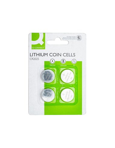 PILE Q-CONNECT BOUTON LITHIUM CR2025 3V BLISTER 4 UNITES