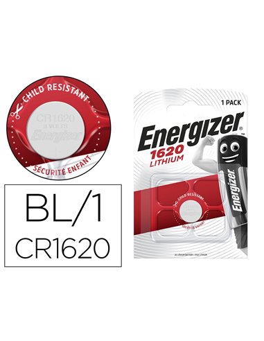 PILE ENERGIZER MINIATURE APPAREILS ÉLECTRONIQUES I.C.E. CR1620 3V BLISTER 1 UNITÉ