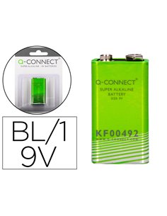 PILE Q-CONNECT ÉCONOMIQUE CAPACITÉ 9V I.C.E. 6LR61 TAILLE 9 V BLISTER 1 UNITÉ