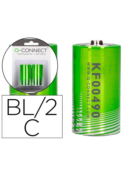 PILE Q-CONNECT ÉCONOMIQUE CAPACITÉ 1.5V I.C.E. LR14 TAILLE C BLISTER 2 UNITÉS